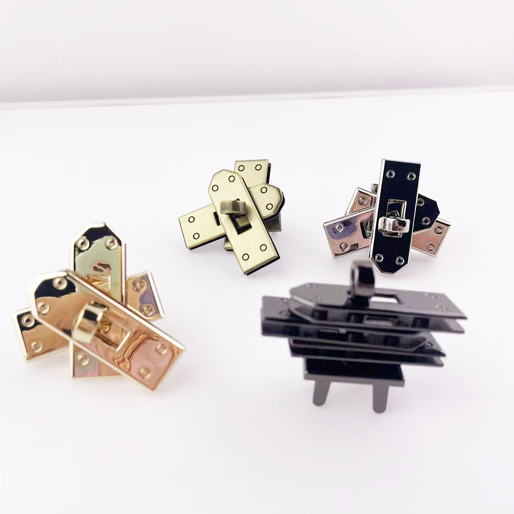 Leatherwork Hardware - 1set(4pcs) 46mm Gold/Brass Metal Bag Lock