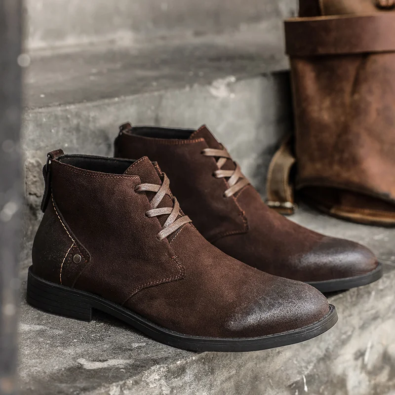 Leatherwork Designs - New Cow Suede Ankle Boots Handmade
