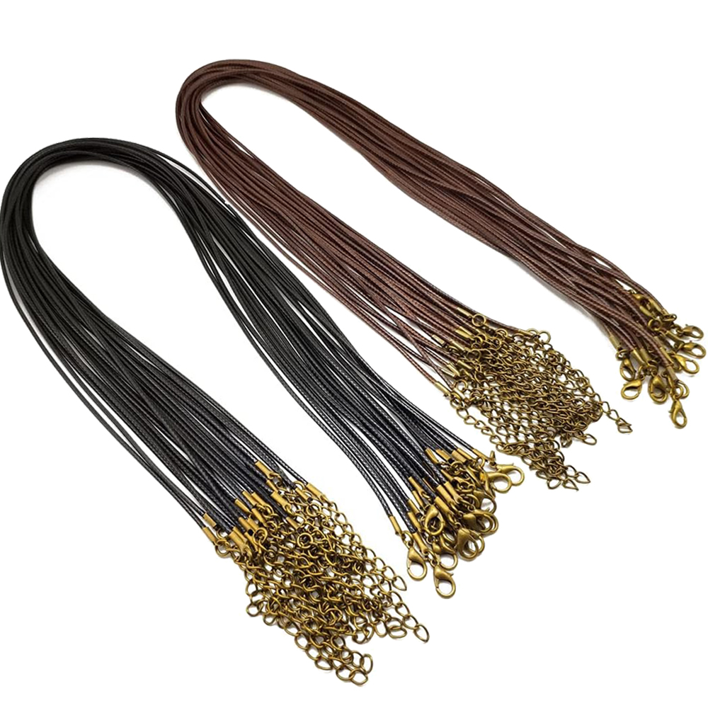 Leatherwork Beginner - 20pcs 45cm Brown Waxed Necklace Cord