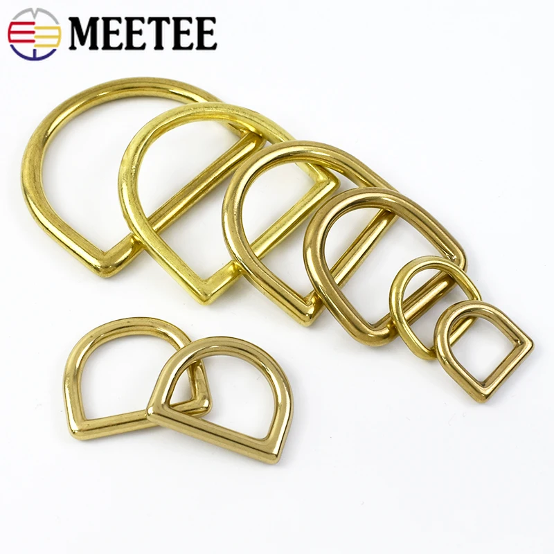 Leatherwork Hardware - 2/5Pcs 13-44mm Solid Brass D Rings
