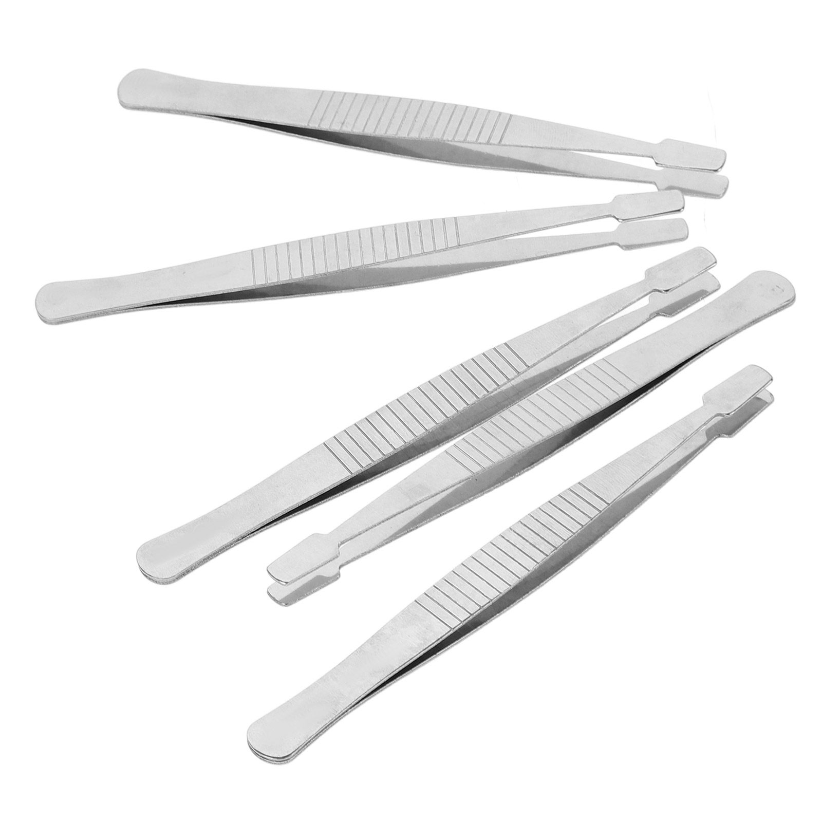 Leatherwork Hobby - 5Pcs Wide Tip Tweezers Stainless Steel