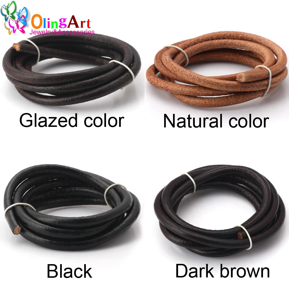 Leatherwork Beginner - Olingart Dia 1.5/2/3/4/5/6mm Black/Natural/Brown/Glaze Leather Round