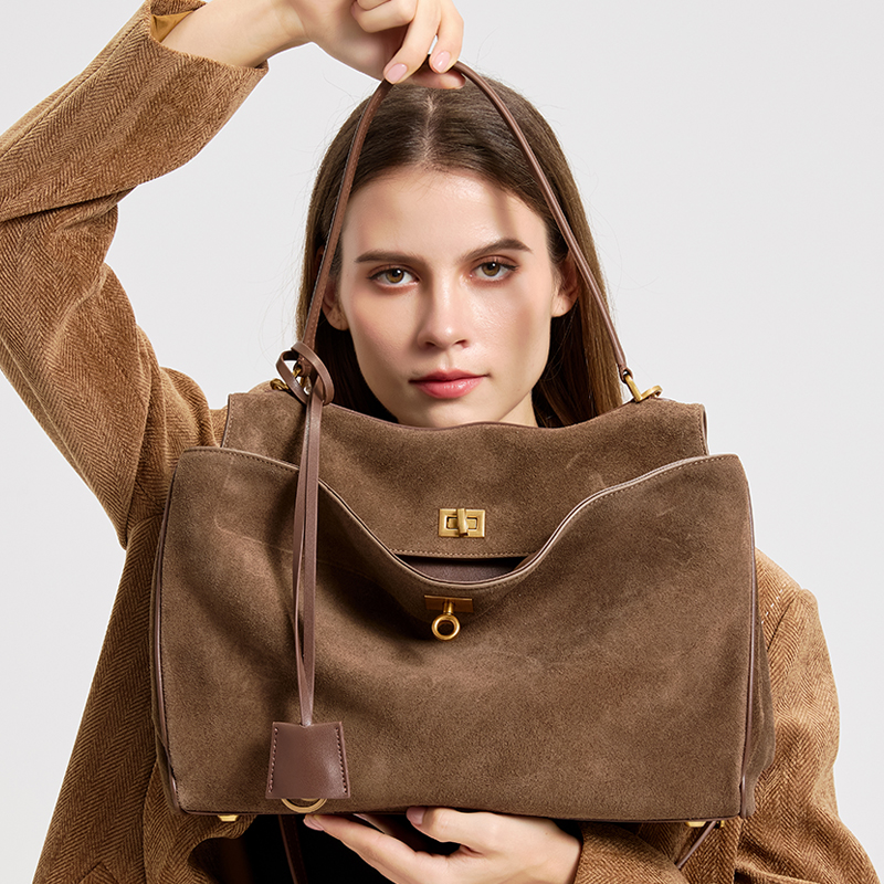 Leather Work Handbags For Women - Ladies' large capacity genuine leather bag