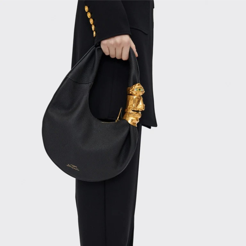 Leatherwork Hardware - Designer Luxury Soufflé Bag Women Black