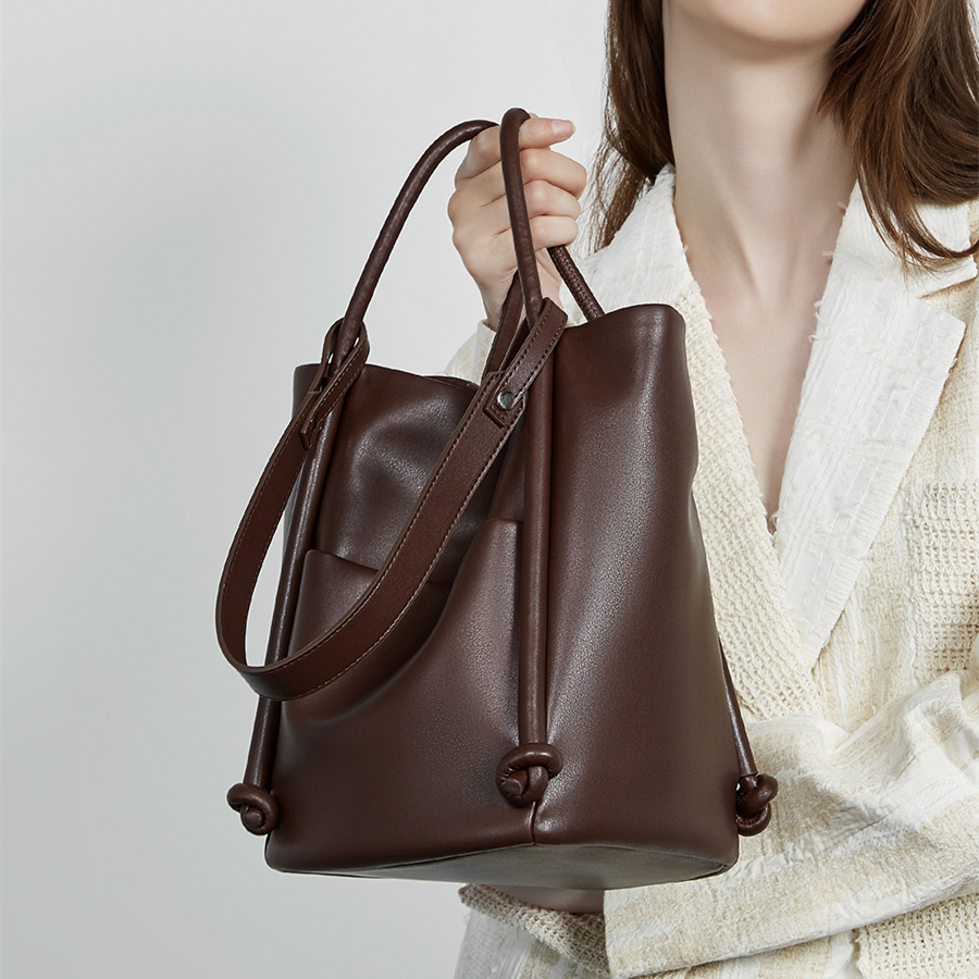 Leatherwork Designs - Burminsa Vintage Genuine Leather Bucket Tote