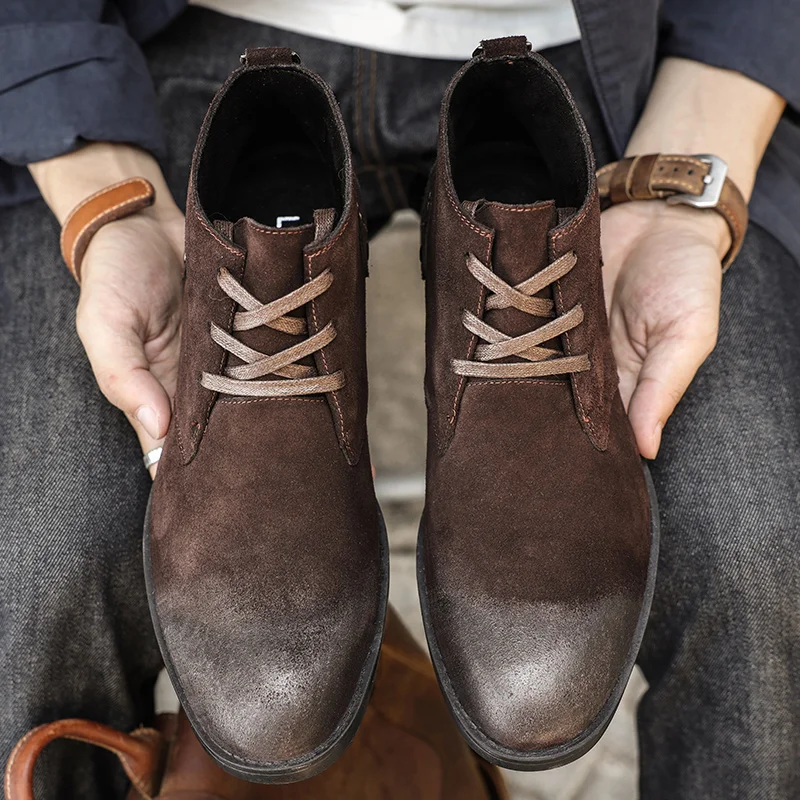 New Cow Suede Ankle Boots Hand - Leatherwork Designs 评论和价格