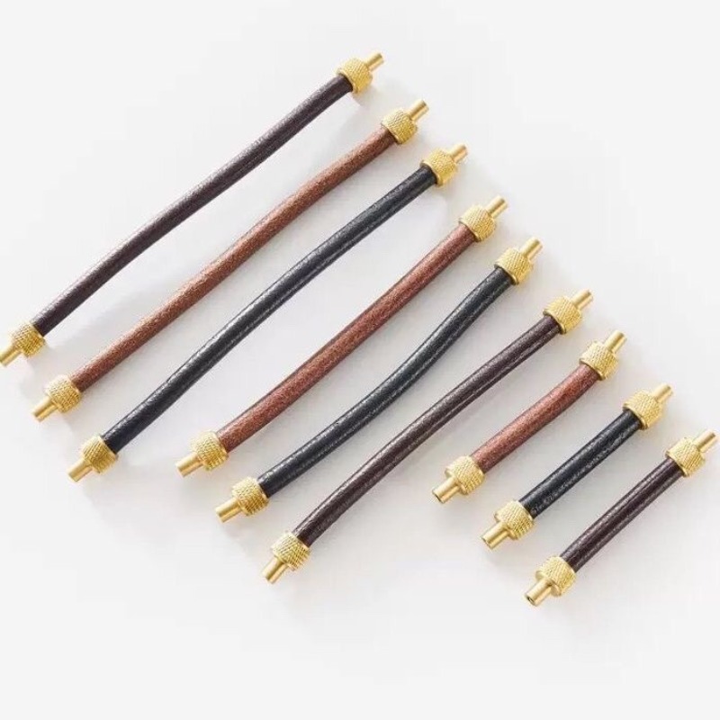 Brass + Leather Cabinet Pulls  - Leatherwork Hardware 评论和价格