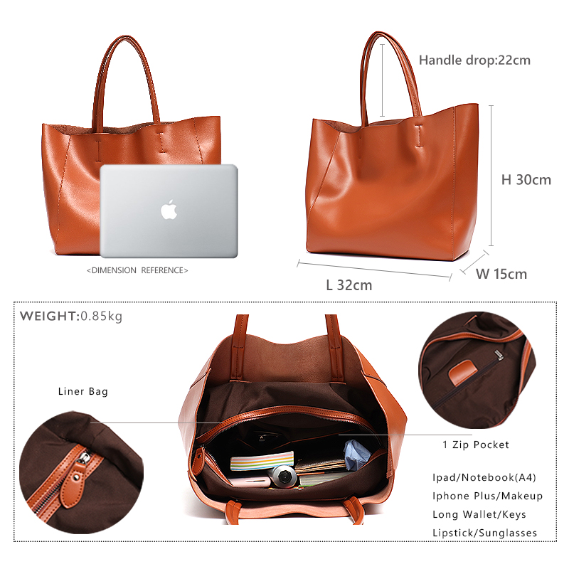 Minimalist Big Tote Bag Women  - Leather Work Handbags For Women 评论和价格