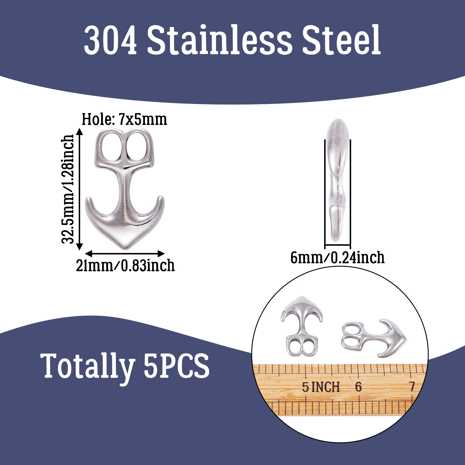 5pcs Anchor Hook Clasps 304 St - Leatherwork Beginner 评论和价格