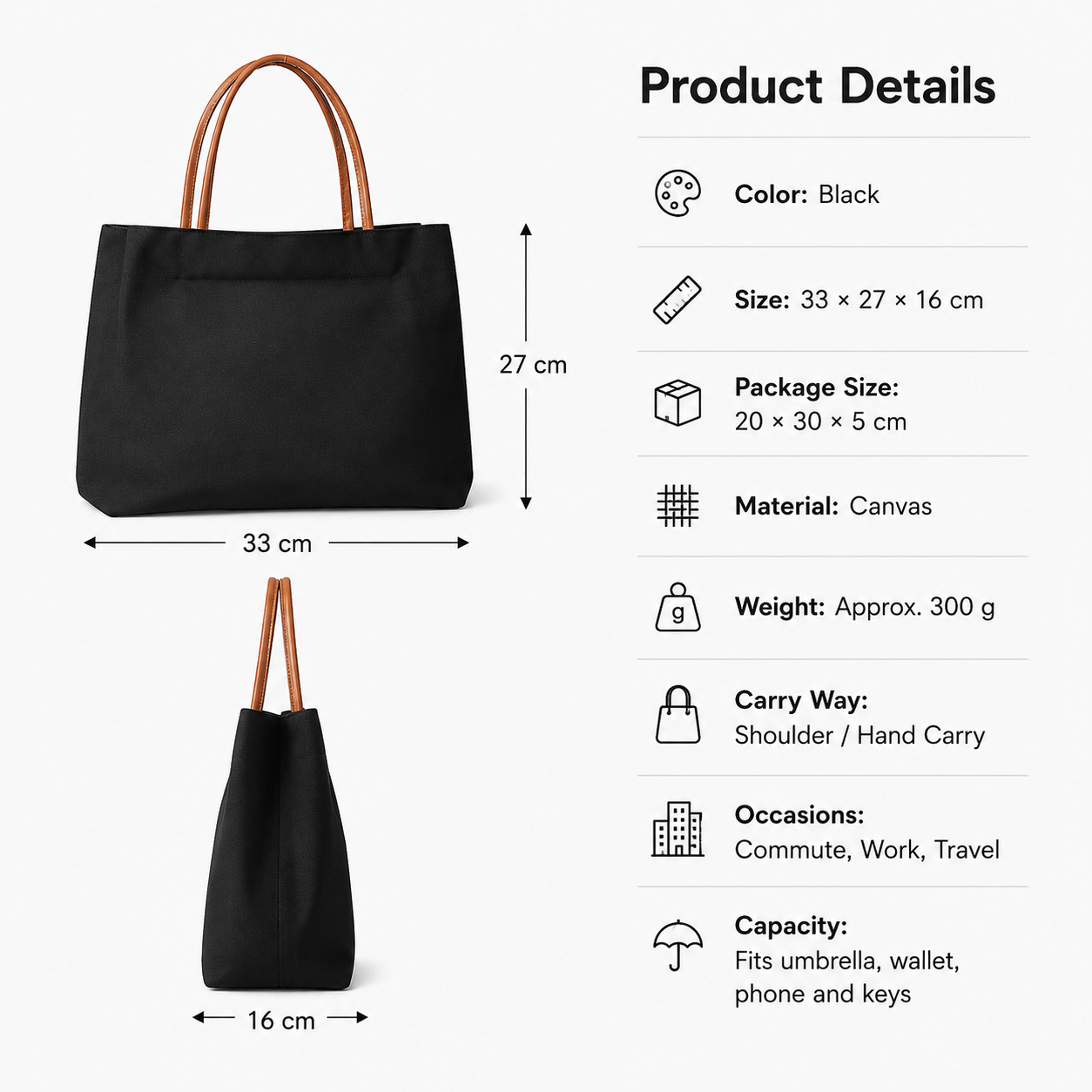 Women’s Canvas Tote Bag with P - Leather Work Handbags For Women 评论和价格