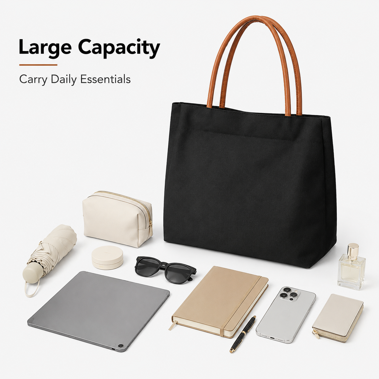Women’s Canvas Tote Bag with P - Leather Work Handbags For Women 评论和价格