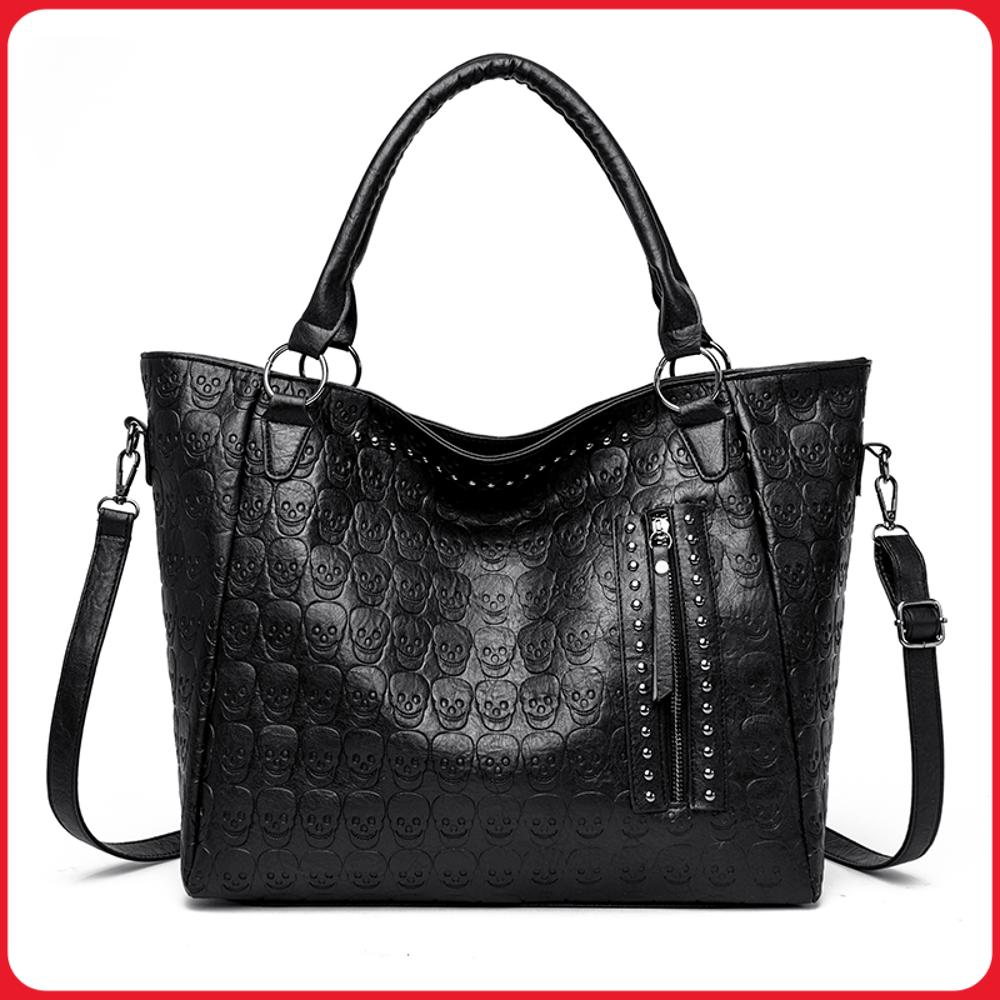 Punk Skull Crossbody Bag PU Le - Leather Work Handbags For Women 评论和价格
