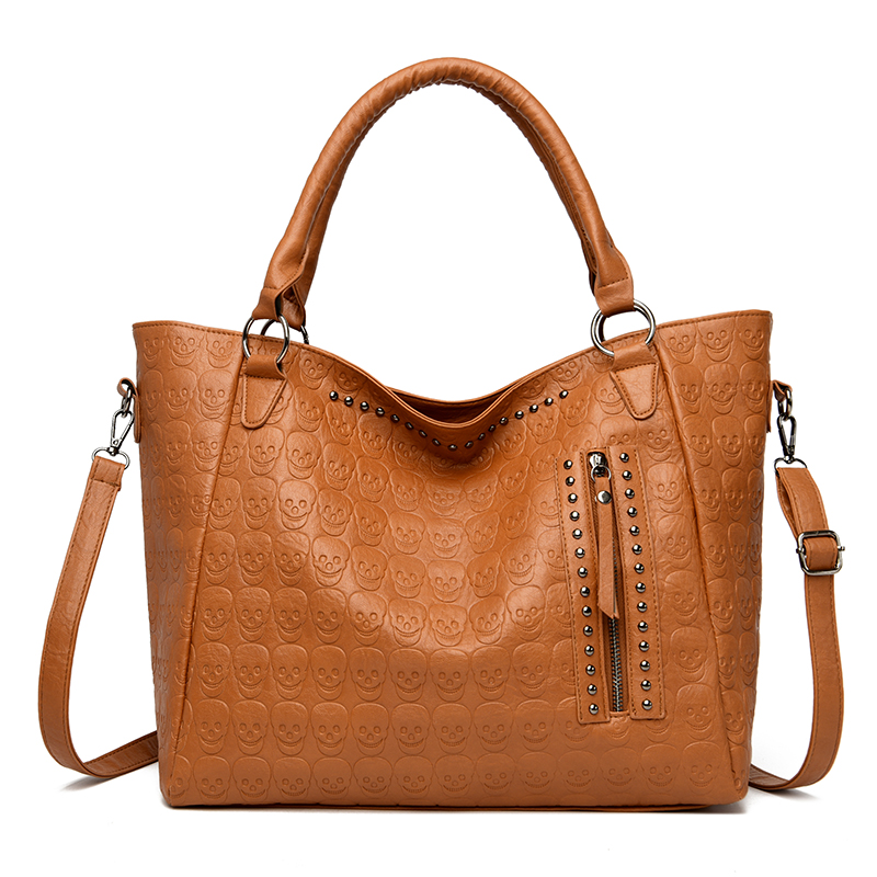 Punk Skull Crossbody Bag PU Le - Leather Work Handbags For Women 评论和价格